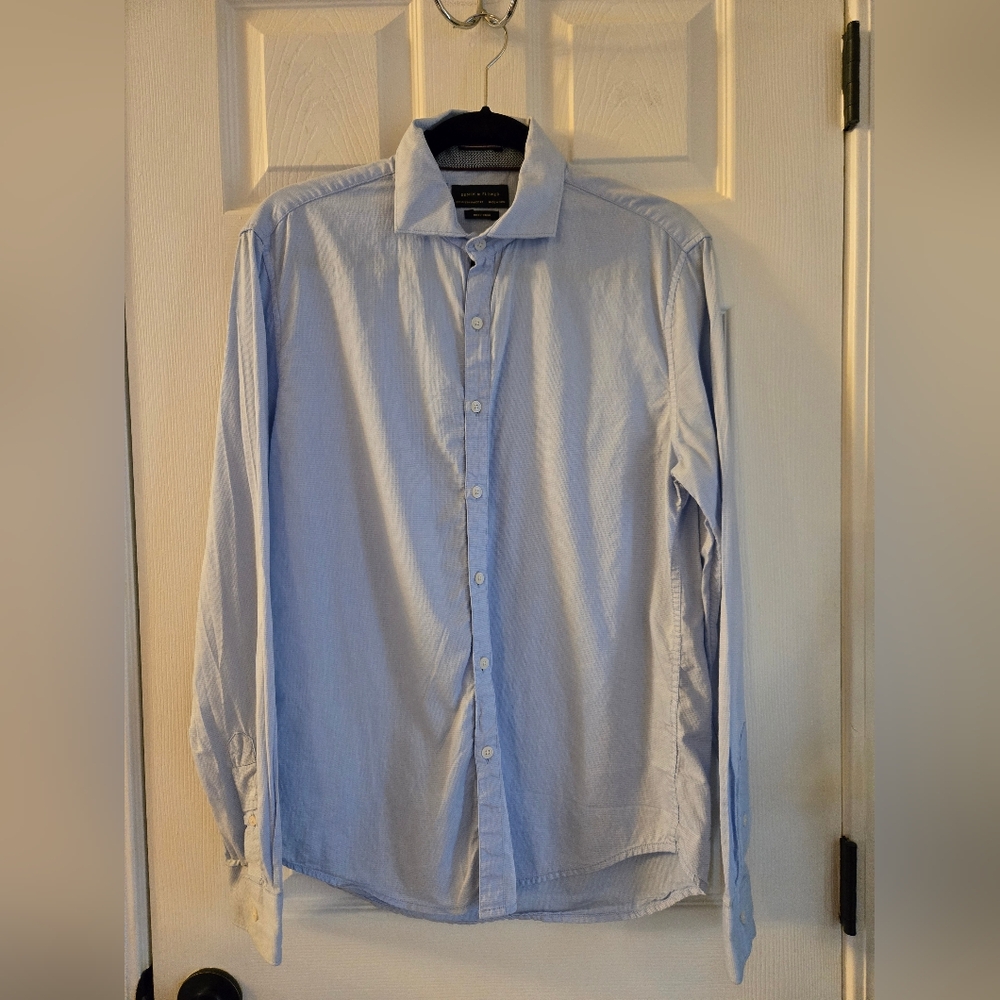 Denim & Flower By Ricky Singh Button Down Shirt Blue Size Medium
